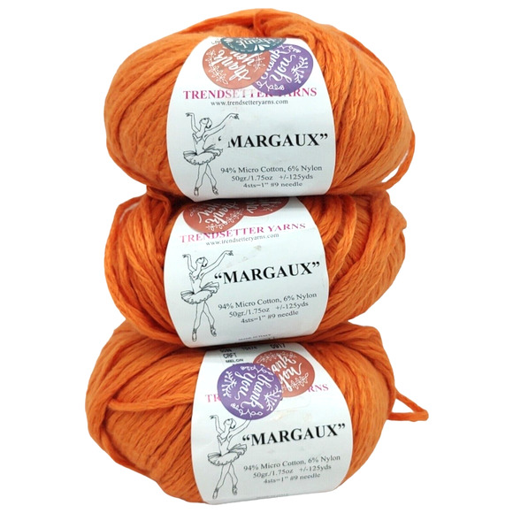 3 Skeins Trendsetter Yarns "Margaux" 94% Micro Cotton 6% Nylon Melon Color #33 - Picture 1 of 8